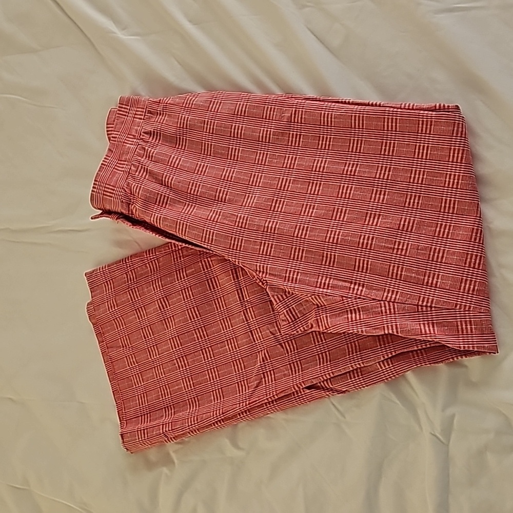Italian Plaid Lightweight Cotton Blend  Pants Sz 38 Euro (24 waist)